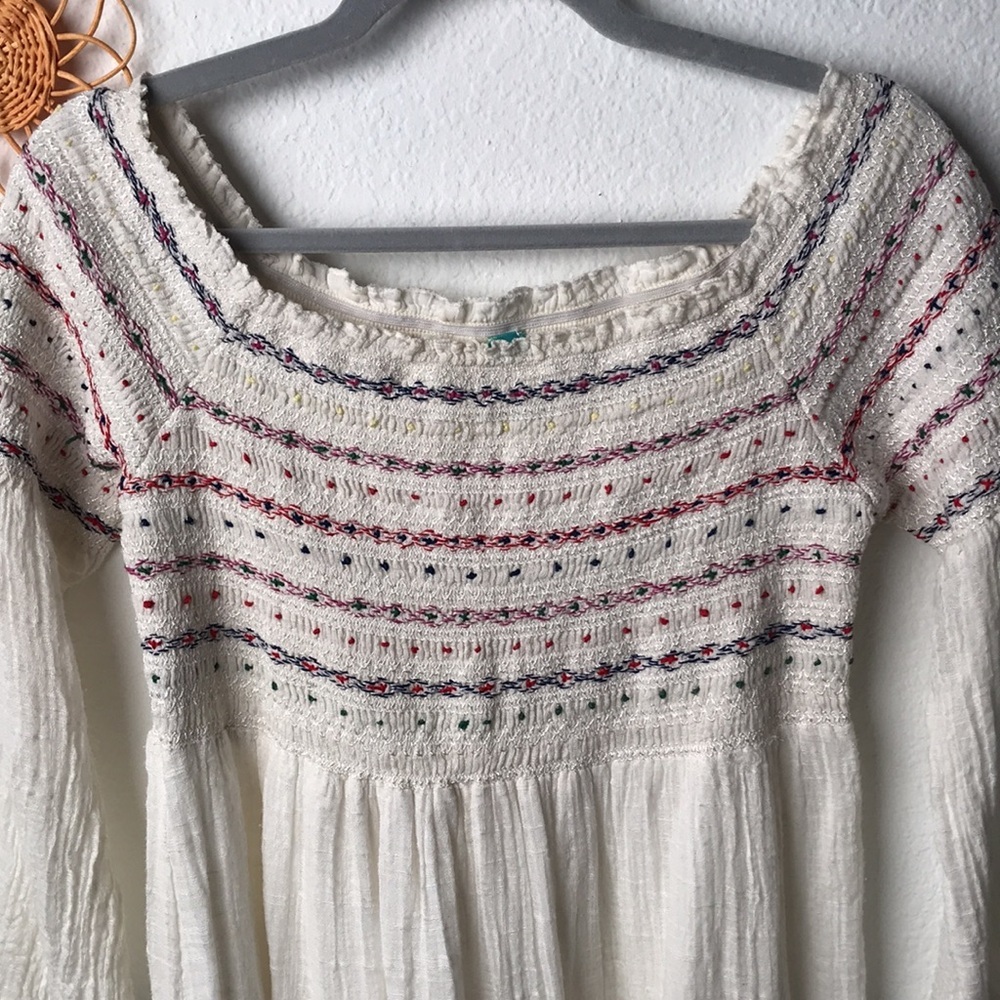 FARM Rio Smocked Off-Shoulder White Dress with Pastel Stripes - Picture 12 of 12